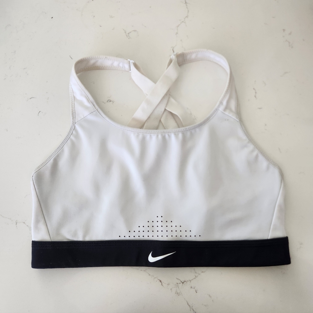 Nike Women's White and Black Sports Bra